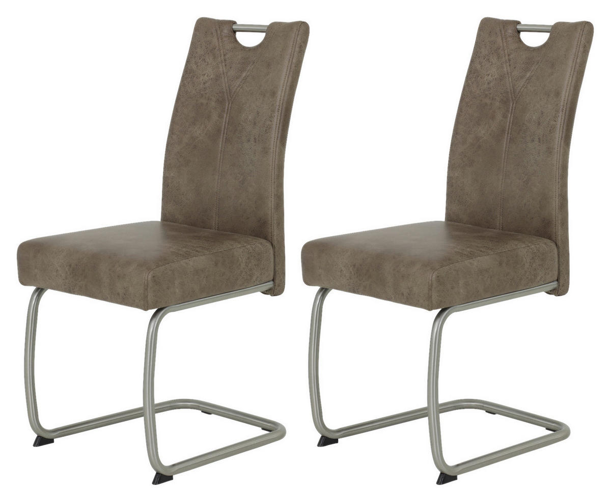 Schwingstuhl Sophia 2er Set schlamm Vintage Microfaser B/H/T: ca. 43x99x58 cm Sophia 2er Set - schlamm/Edelstahl (43,00/99,00/58,00cm) - Hela