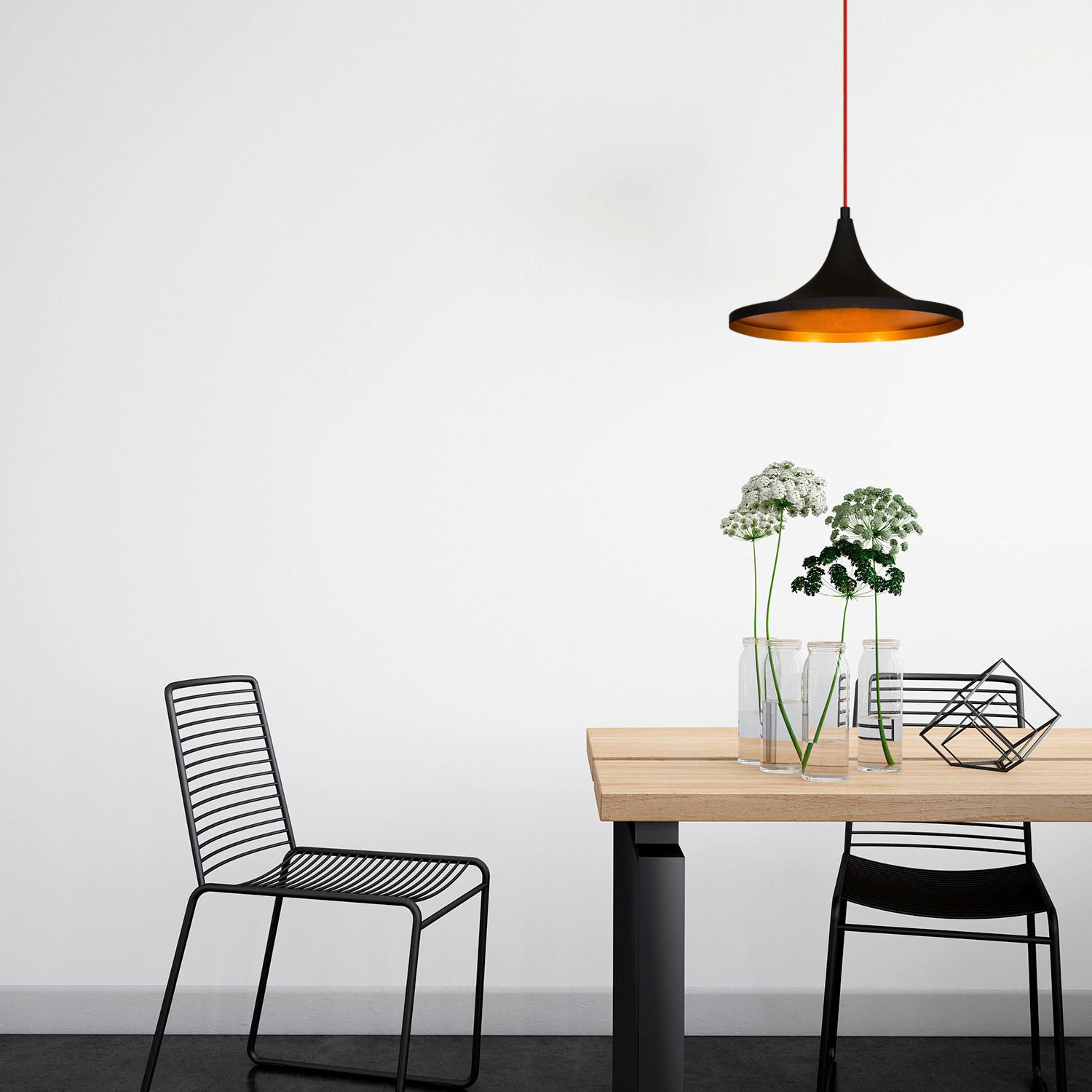 Thumbnail - Opviq Pendelleuchte Elmas schwarz rot Metall B/H/T/L/D: ca. 35x117x35x35x35 cm E27 1 Brennstellen