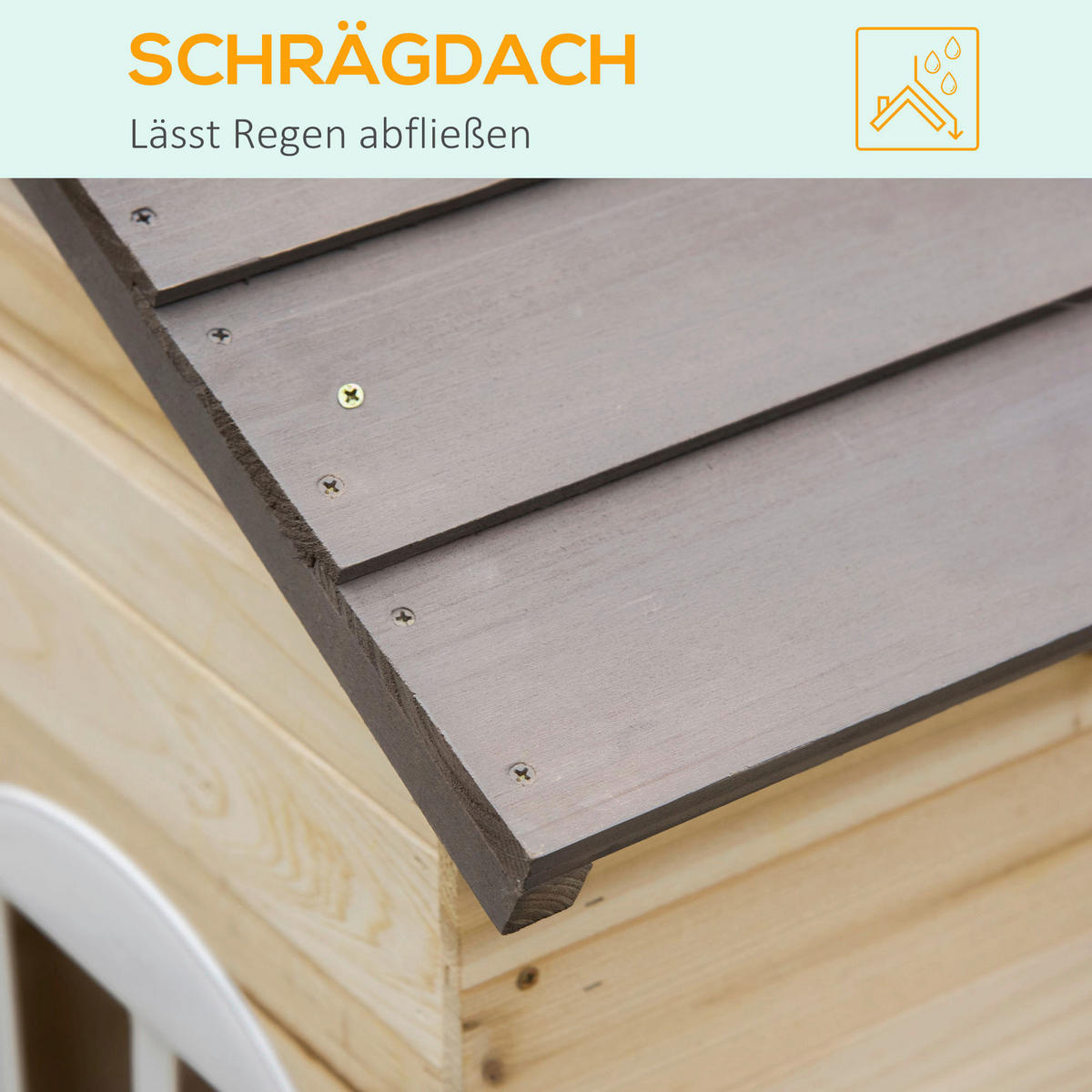 Outsunny Outdoor-Spielzeug grau B/H/L: ca. 94x113x134,5 cm Kinderspielhaus - weiß/natur (134,50/94,00/113,00cm) - Outsunny