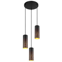 GLOBO Pendelleuchte gold schwarz Metall H/D: ca. 150x34 cm E27 3 Brennstellen CROCKY - gold/schwarz (34,00/150,00cm) - GLOBO