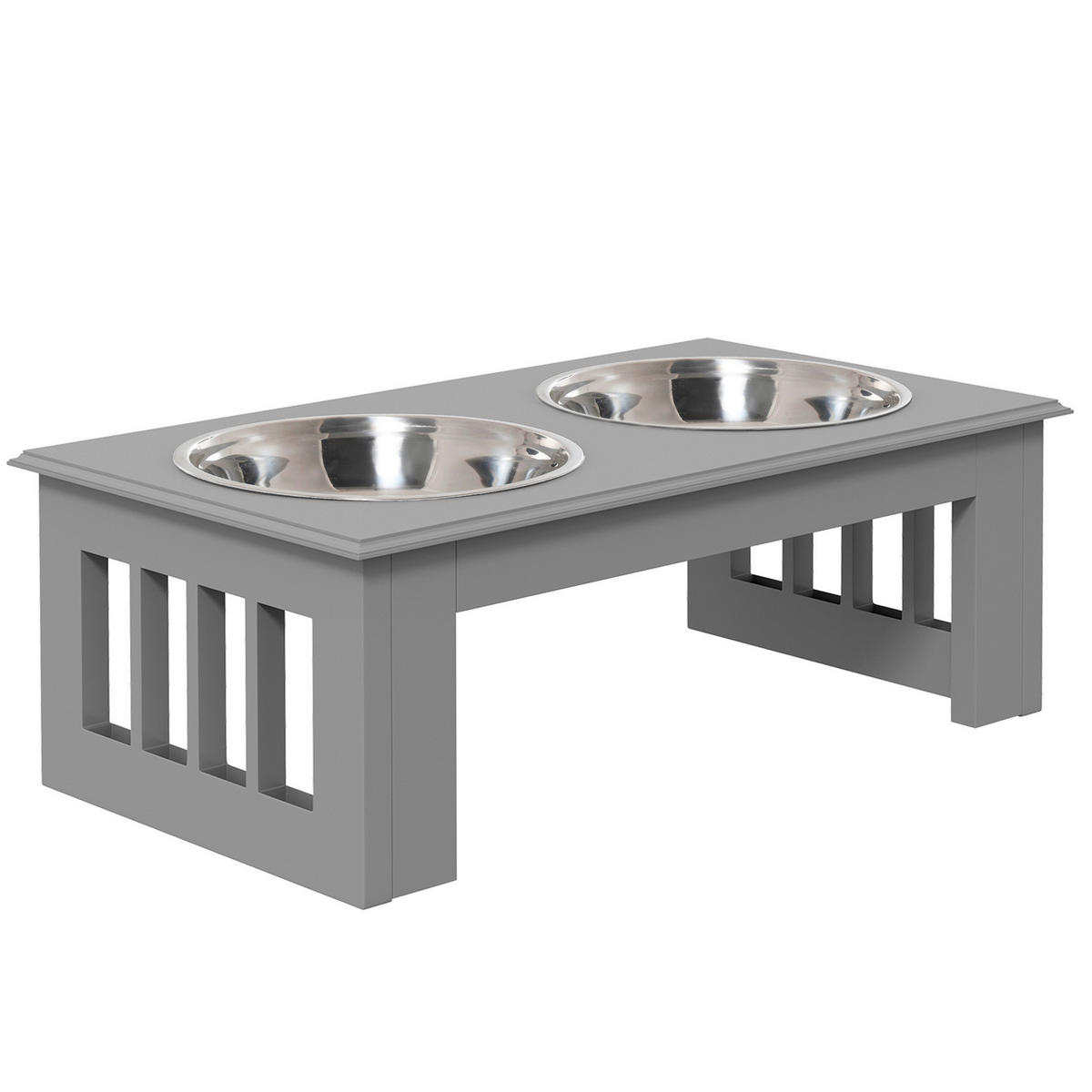 PawHut Futternapf grau MDF B/H/L: ca. 24x15x44 cm Futternapf - grau (44,00/24,00/15,00cm) - PawHut