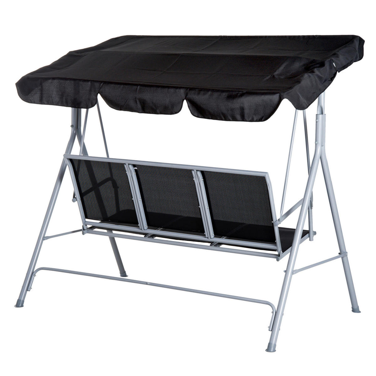 Outsunny Hollywoodschaukel schwarz Metall B/H/L: ca. 110x153x170 cm Hollywoodschaukel mit Dach - schwarz (170,00/110,00/153,00cm) - Outsunny