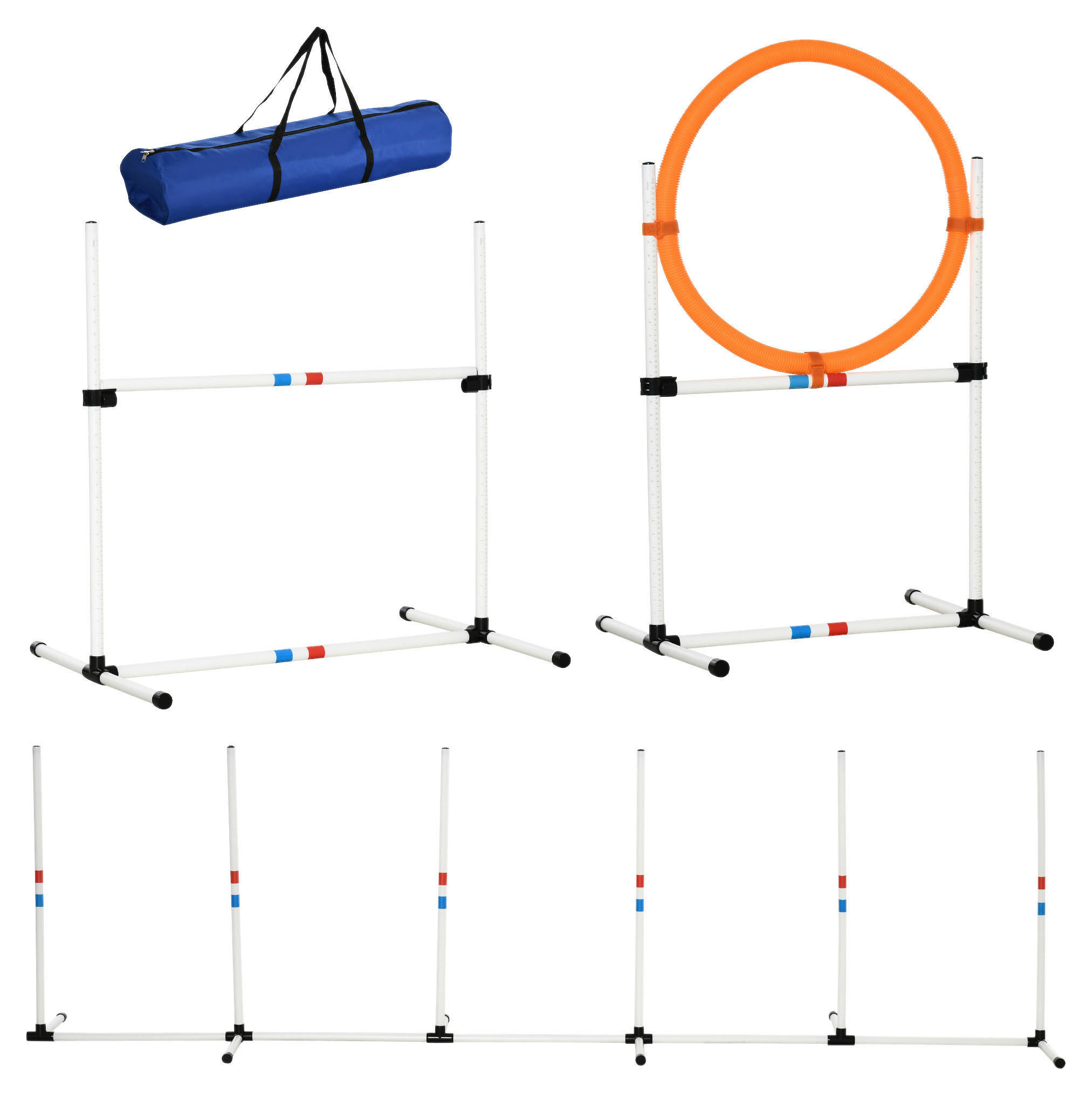 PawHut Outdoor-Aktivitäten gelb Polypropylen B/H/L: ca. 67x323x94,5 cm Agility-Ausrüstung - weiß/gelb (94,50/67,00/323,00cm) - PawHut