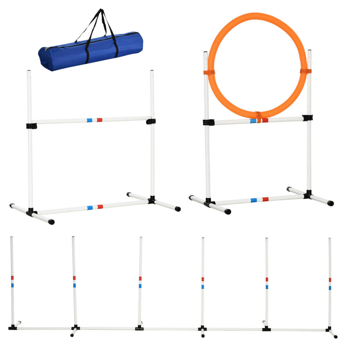 PawHut Outdoor-Aktivitäten gelb Polypropylen B/H/L: ca. 67x323x94,5 cm Agility-Ausrüstung - weiß/gelb (94,50/67,00/323,00cm) - PawHut