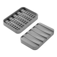 Metaltex Haushaltshelfer grau Kunststoff B/H/L: ca. 9,5x22,8x1,5 cm Seifenablage_Gravity-Soap - grau (1,50/9,50/22,80cm) - Metaltex