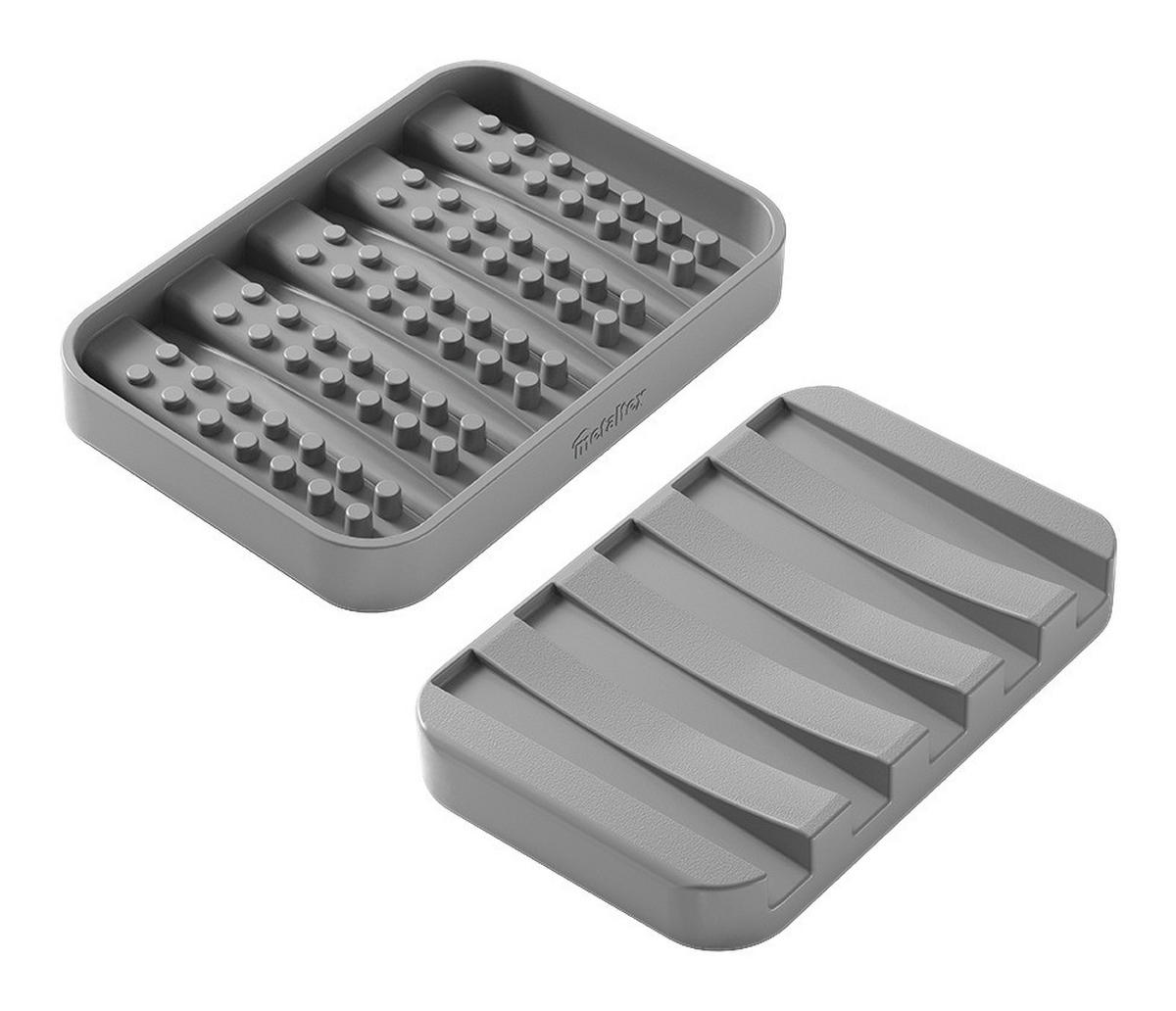 Metaltex Haushaltshelfer grau Kunststoff B/H/L: ca. 9,5x22,8x1,5 cm Seifenablage_Gravity-Soap - grau (1,50/9,50/22,80cm) - Metaltex