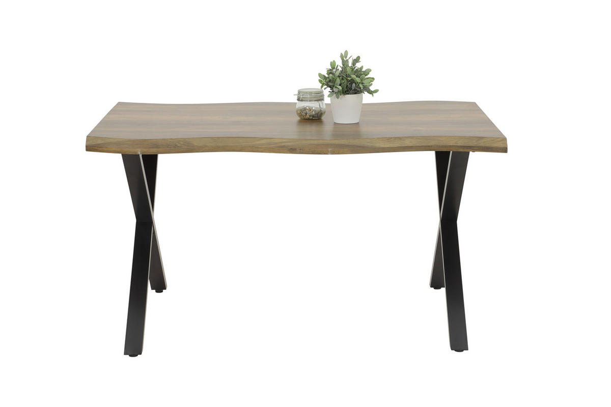 Esstisch Gerda braun Akazie Nachbildung B/H/T: ca. 140x76x90 cm Gerda - braun/schwarz (140,00/76,00/90,00cm)