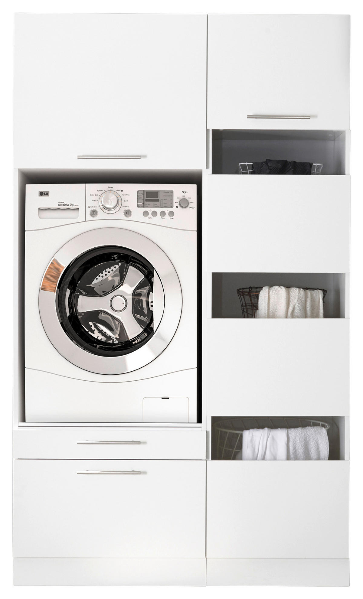 Respekta Hauswirtschaftsraum-Set Clara weiß matt B/H/T: ca. 117,4x200x67,6 cm Clara - weiß (117,40/200,00/67,60cm) - Respekta