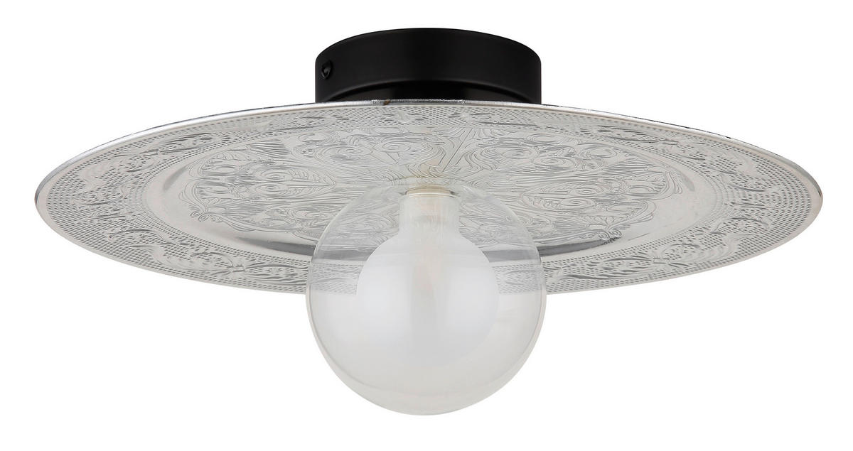 GLOBO LED-Deckenleuchte silber schwarz Metall Kunststoff H/D: ca. 15x33 cm 1 Brennstellen RIGA - schwarz/silber (33,00/15,00cm) - GLOBO