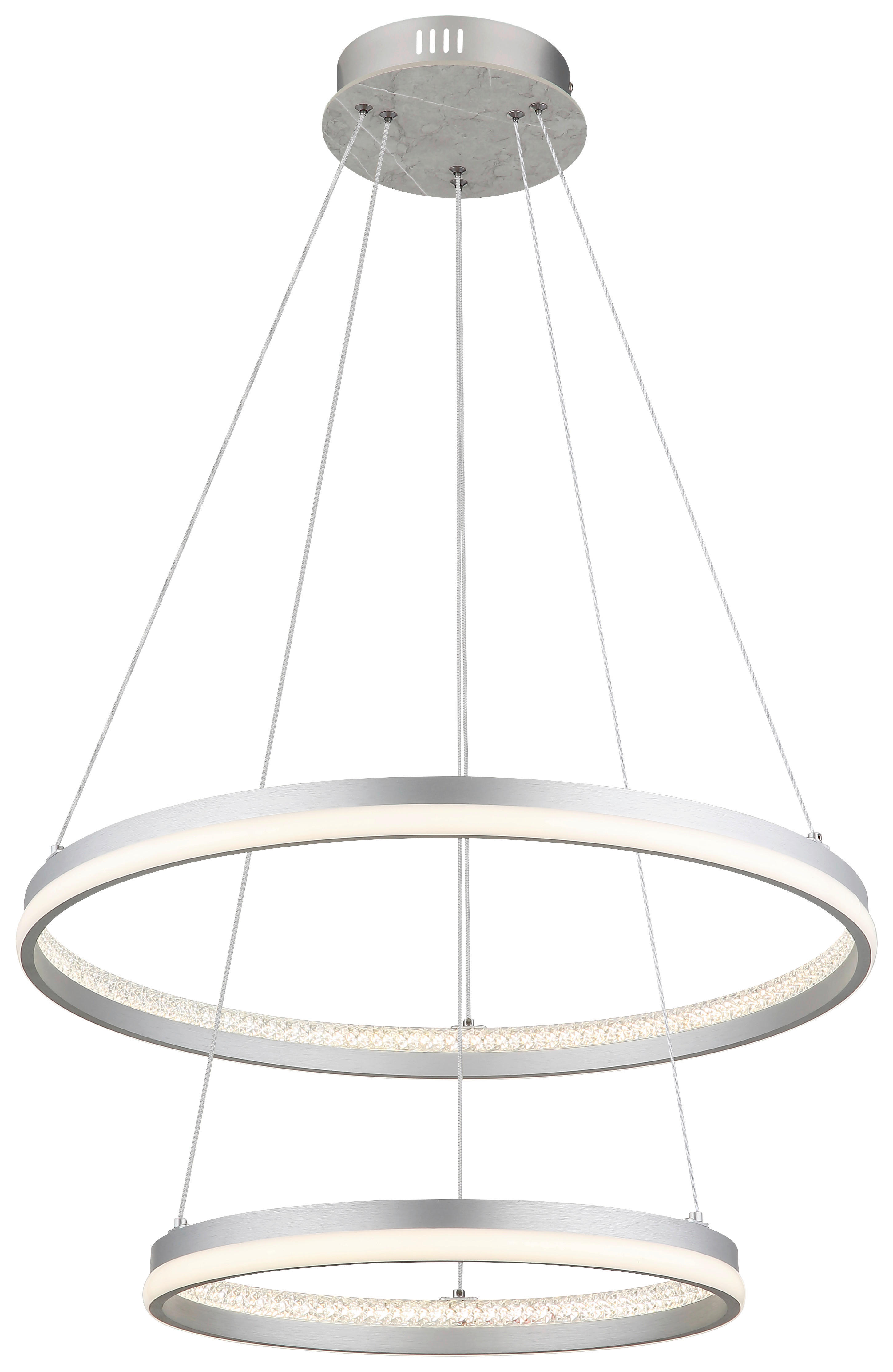 GLOBO LED-Pendelleuchte MARY 32000202 Opal klar silber Metall Kunststoff H/D: ca. 120x59,5 cm 1.0 Brennstellen MARY - klar/Opal (59,50/120,00cm) - GLOBO