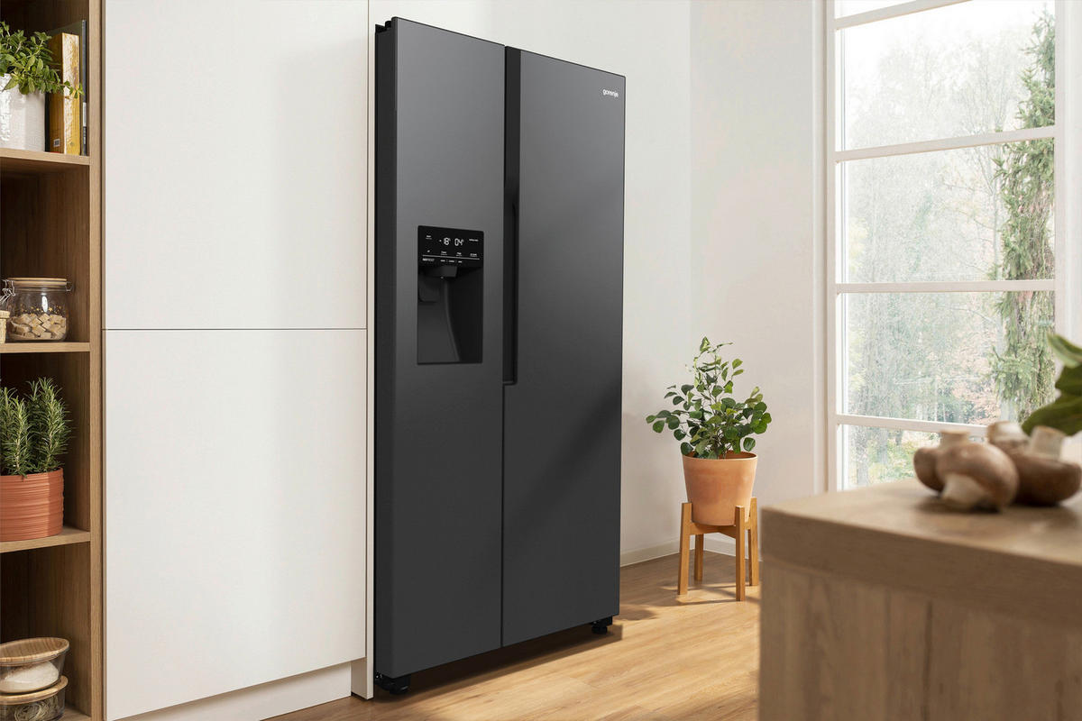 Gorenje Side-by-Side NRR9ESBXL Ice Crushed schwarz B/H/T: ca. 92x179x70 cm Side-by-Side NRR9ESBXL - schwarz (92,00/179,00/70,00cm) - Gorenje