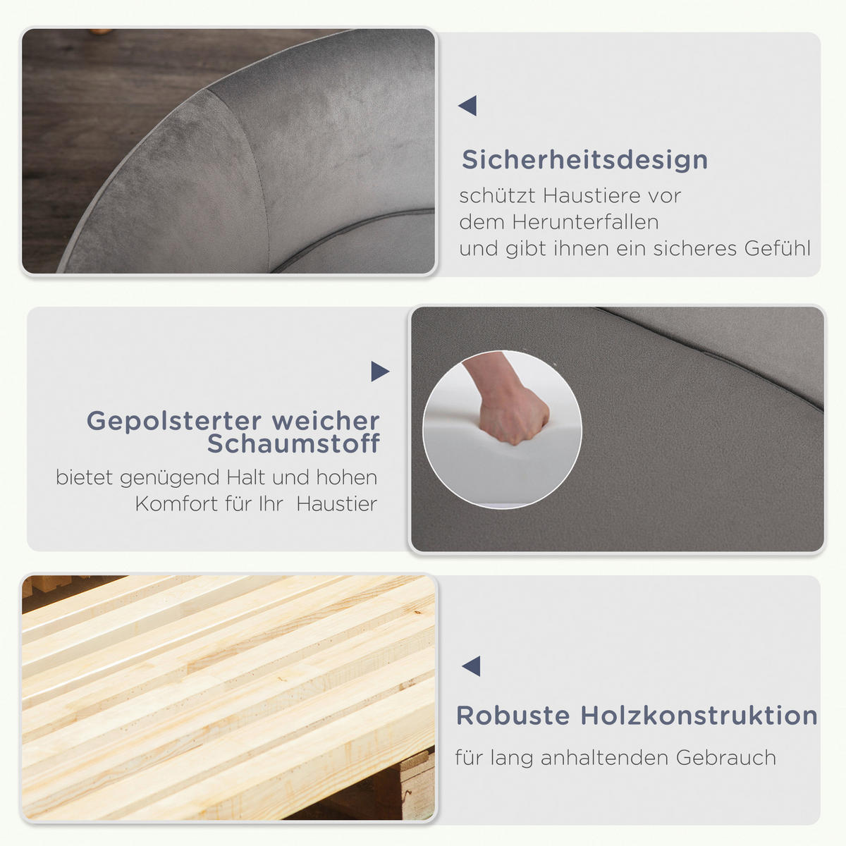 PawHut Haustiersofa hellgrau Birkenholz B/H/L: ca. 55x33x86 cm Haustiersofa - hellgrau (86,00/55,00/33,00cm) - PawHut
