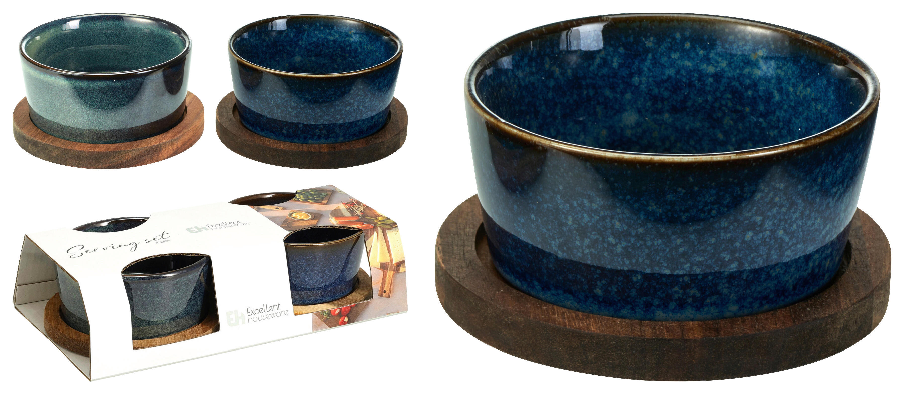 Servierset mehrfarbig Steinzeug B/H/L: ca. 20x11x5 cm Servierset_4tlg. - mehrfarbig (5,00/20,00/11,00cm)