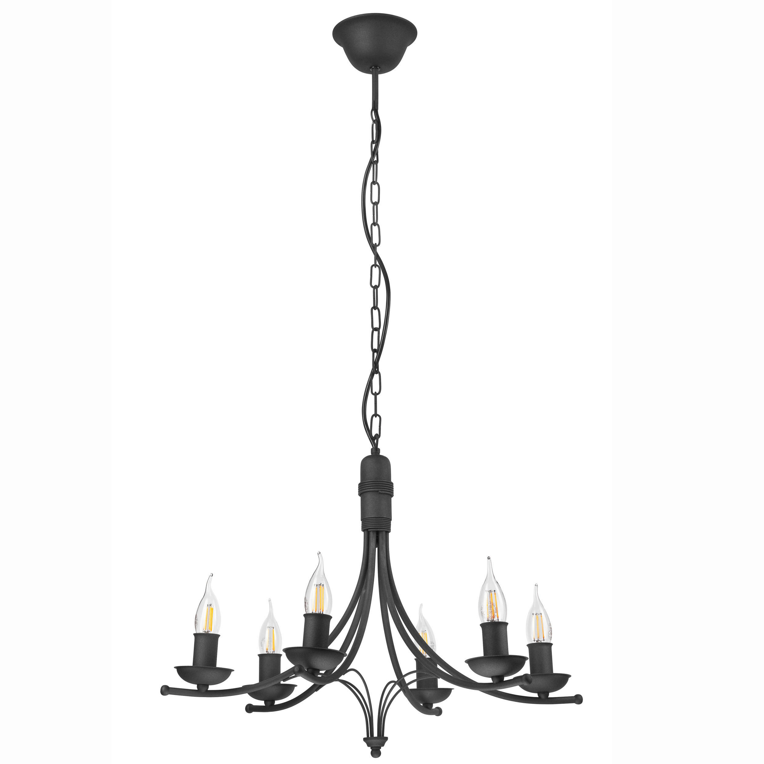 Lamkur Pendelleuchte LUCY 44118 schwarz Stahl H/L: ca. 100x58 cm E14 6 Brennstellen Lucy - schwarz (58,00cm) - Lamkur