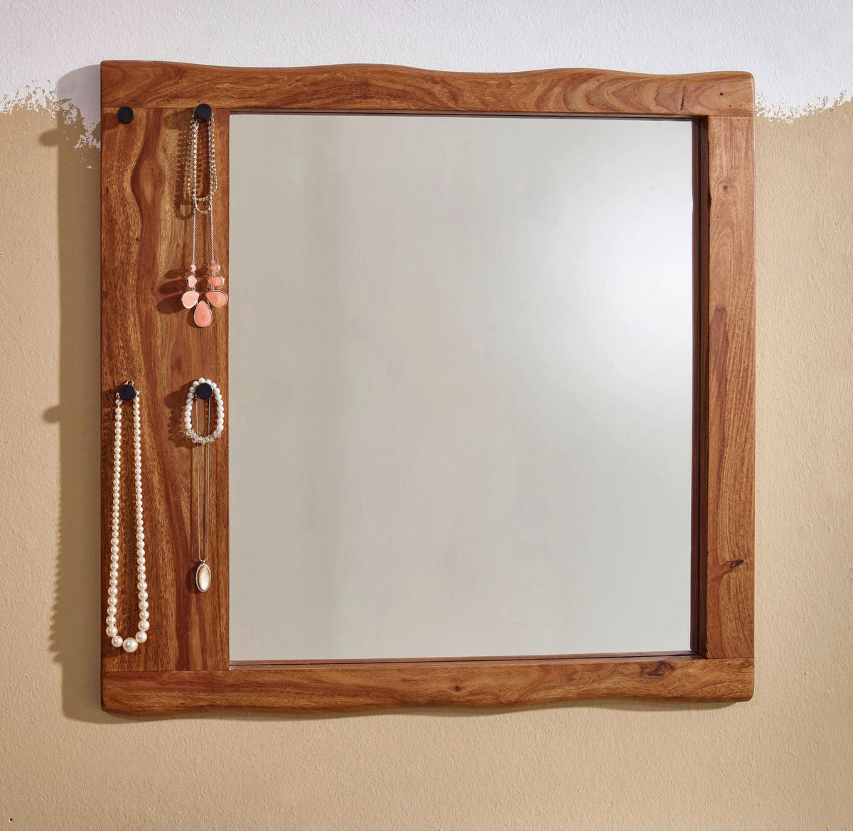 Wandspiegel rosenholz Nachbildung B/H/T: ca. 80x80x3 cm Wandspiegel - rosenholz (80,00/80,00/3,00cm) - Wohnling