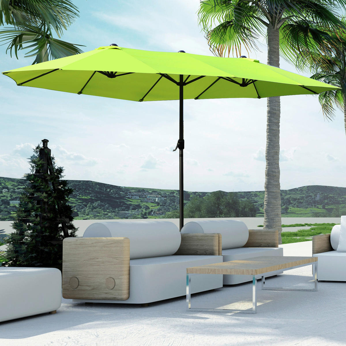 Outsunny Sonnenschirm grün Stahl B/H/L: ca. 270x240x460 cm Sonnenschirm - grün (460,00/270,00/240,00cm) - Outsunny
