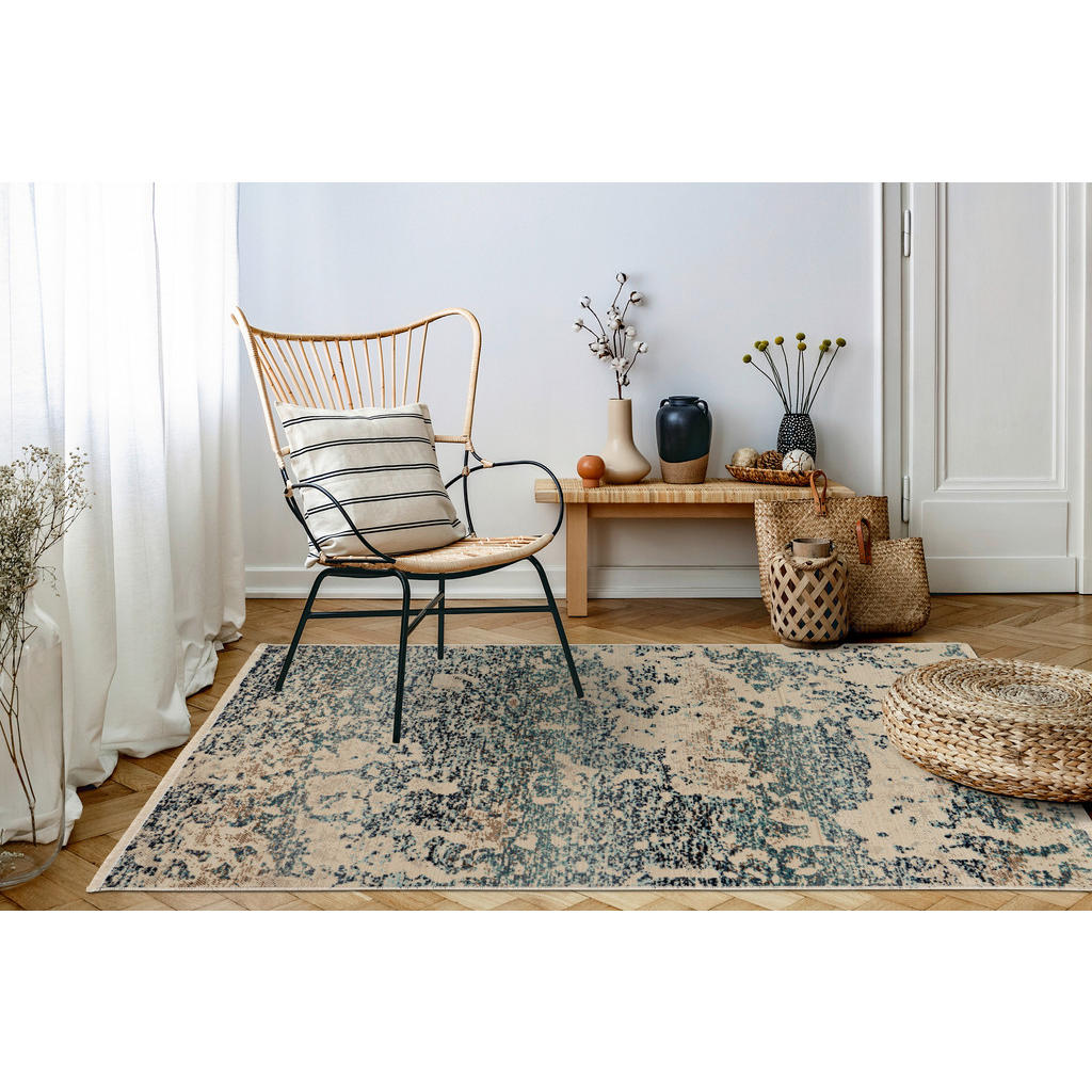 Thumbnail - Kayoom Kurzflorteppich Charin 325 blau B/H/L: ca. 80x0,35x150 cm