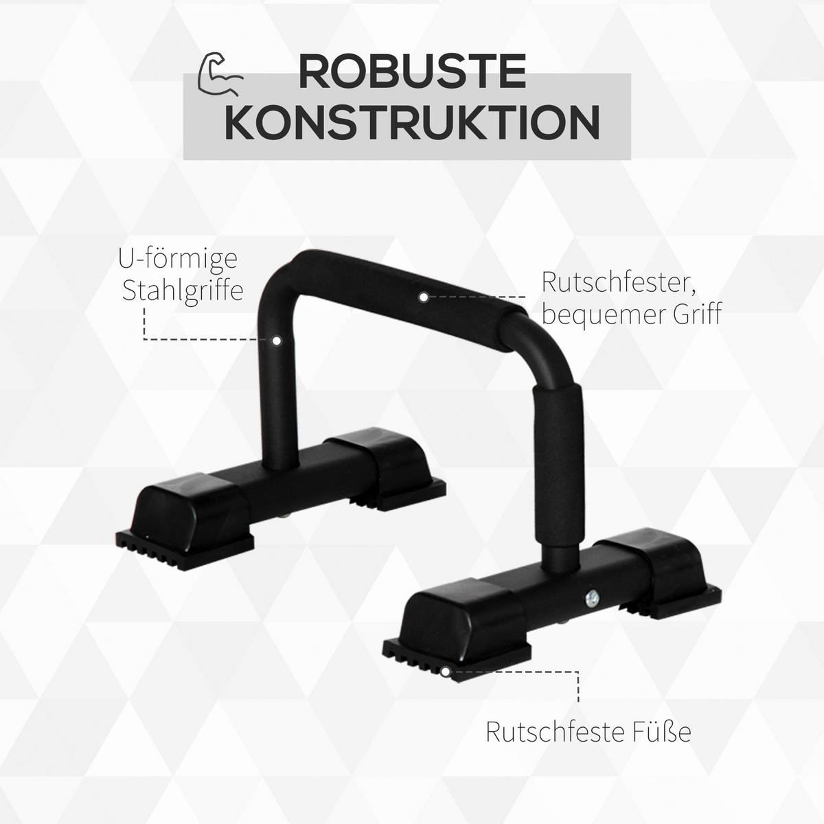 HOMCOM Fitness-Zubehör schwarz Kunststoff B/H/L: ca. 25x36x20 cm Liegestützgriffe - schwarz (20,00/25,00/36,00cm) - HOMCOM