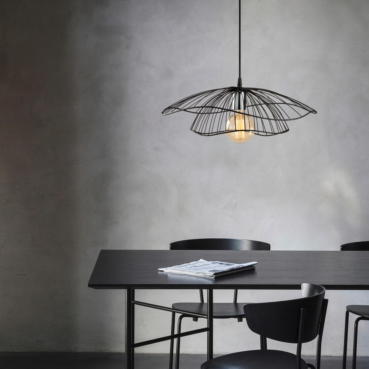 Opviq Pendelleuchte Tel schwarz Metall B/H/T/L/D: ca. 50x111x50x50x50 cm E27 1 Brennstellen Tel - schwarz (50,00/50,00/111,00cm) - Opviq