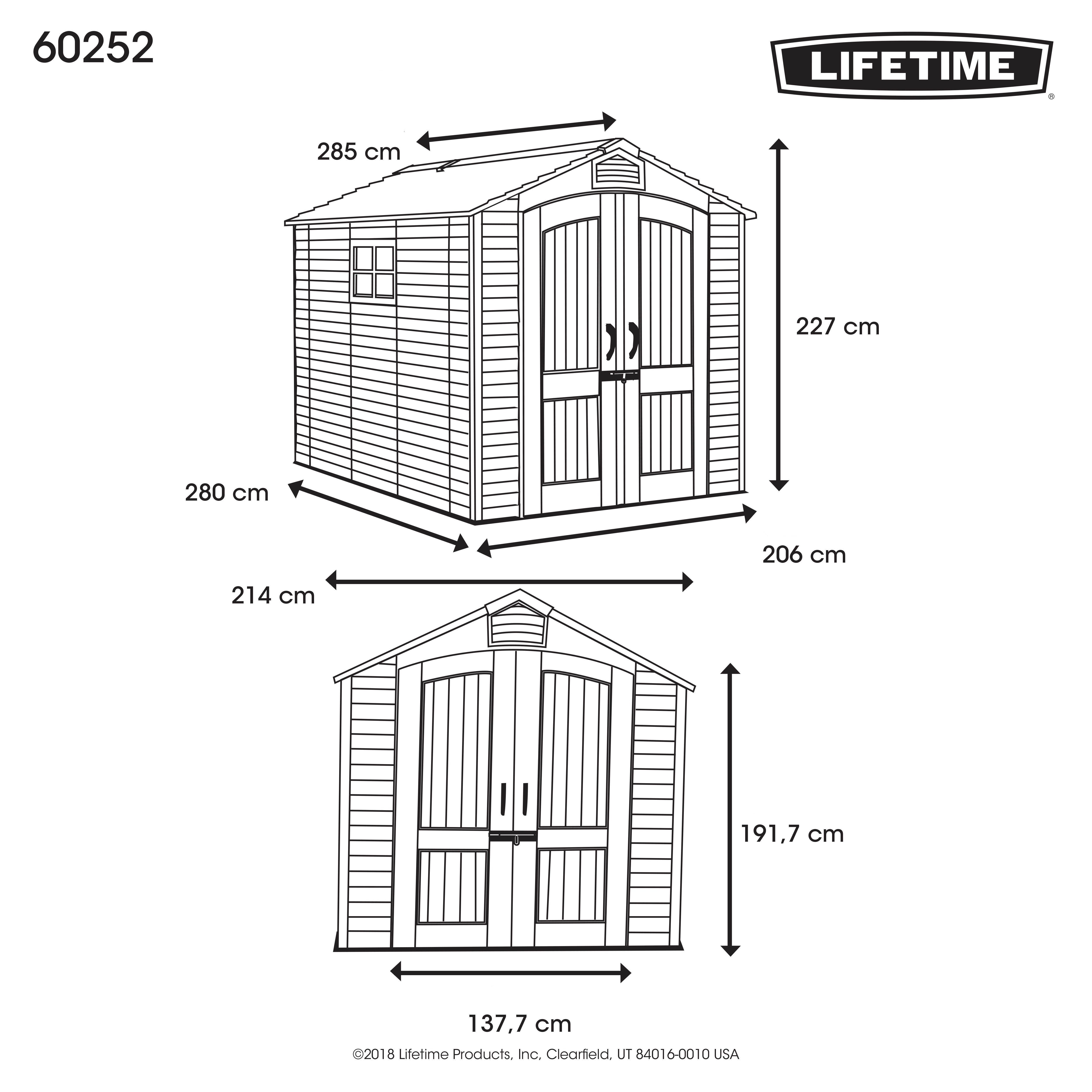 Thumbnail - Lifetime Gartenhaus Phoenix Lichtgrau B/H/L: ca. 214x227x285 cm