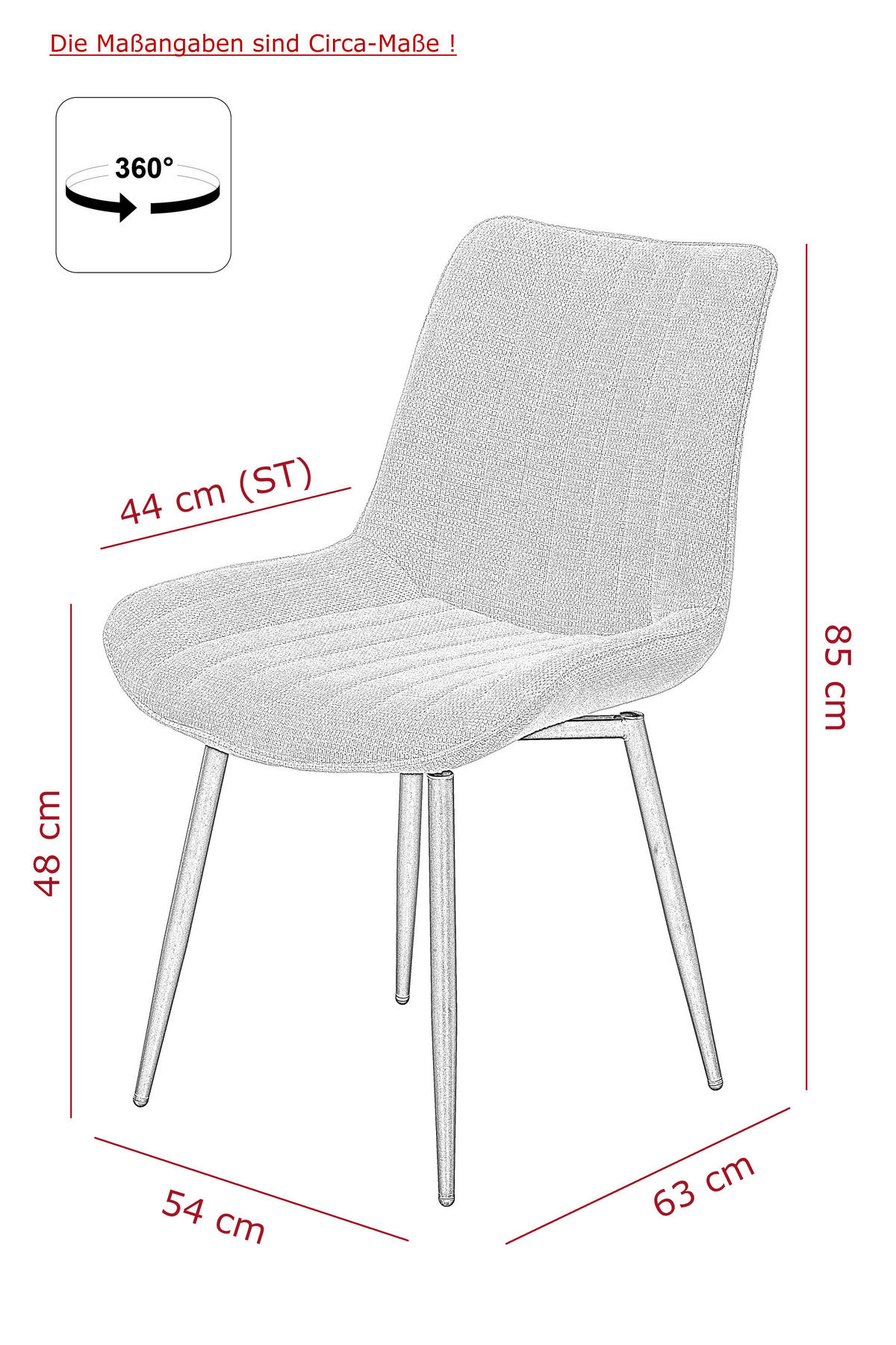 Stuhl Newport, 4er-Set grau Microfaser B/H/T: ca. 54x85x63 cm Newport, 4er-Set - grau (54,00/85,00/63,00cm) - Hela