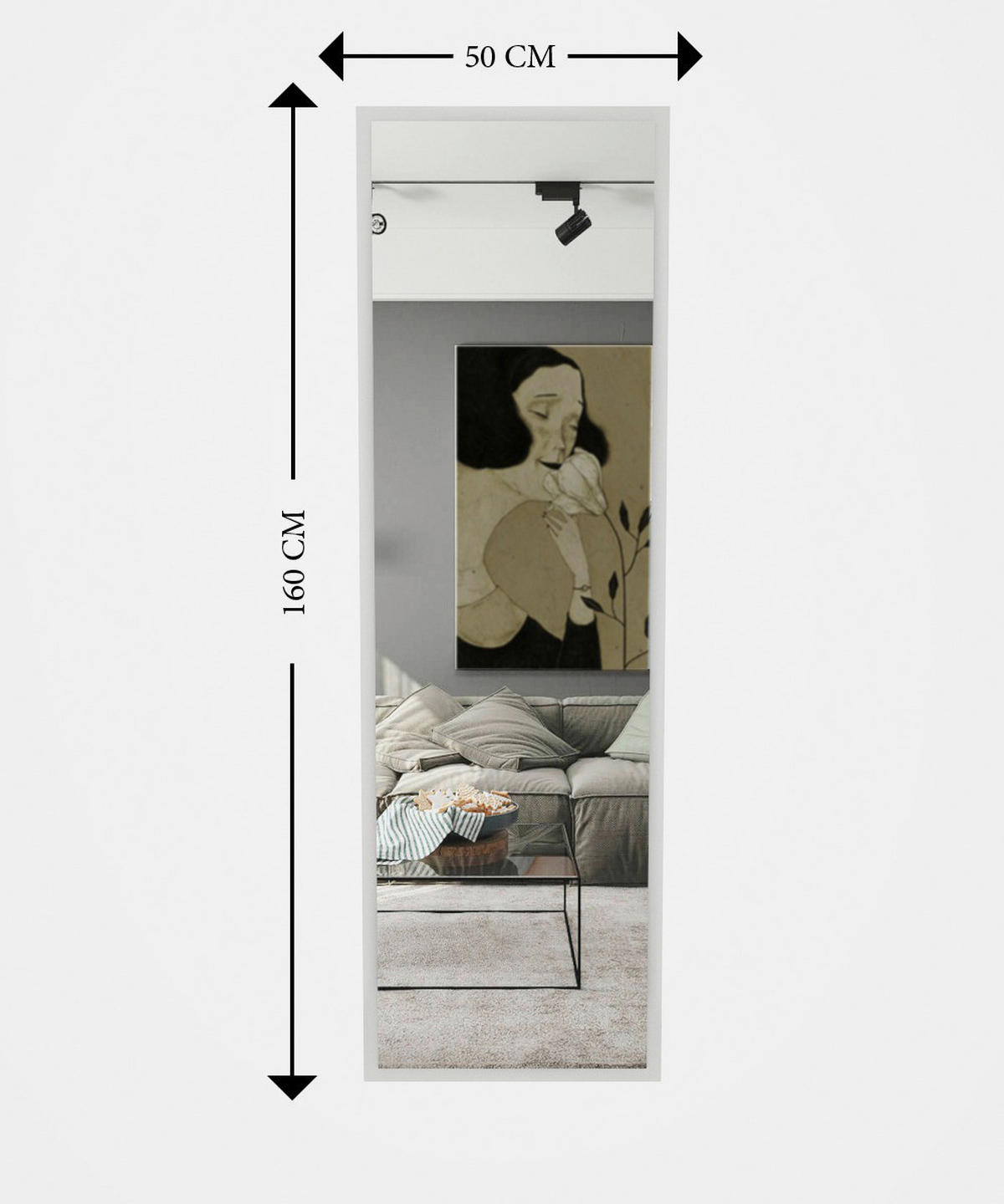 Standspiegel Tesa weiß Glas B/H/T: ca. 50x160x2,2 cm Tesa - weiß (50,00/160,00/2,20cm) - moebel17