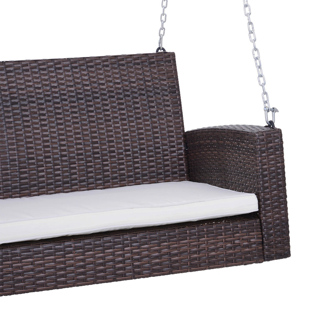 Outsunny Hollywoodschaukel braun Edelstahl B/H/L: ca. 65x127x60 cm Hollywoodschaukel_2-Sitzer - beige/braun (60,00/65,00/127,00cm) - Outsunny