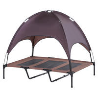PawHut Hundebett braun Metall B/H/L: ca. 92x108x122 cm Hundebett mit Baldachin - braun/schwarz (122,00/92,00/108,00cm) - PawHut