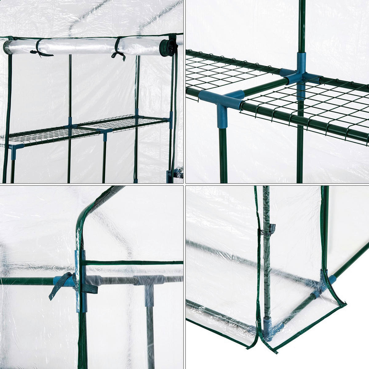 Outsunny Gewächshaus B/H/L: ca. 143x195x143 cm Gewächshaus MH01-0472 - dunkelgrün/transparent (143,00/143,00/195,00cm) - Outsunny