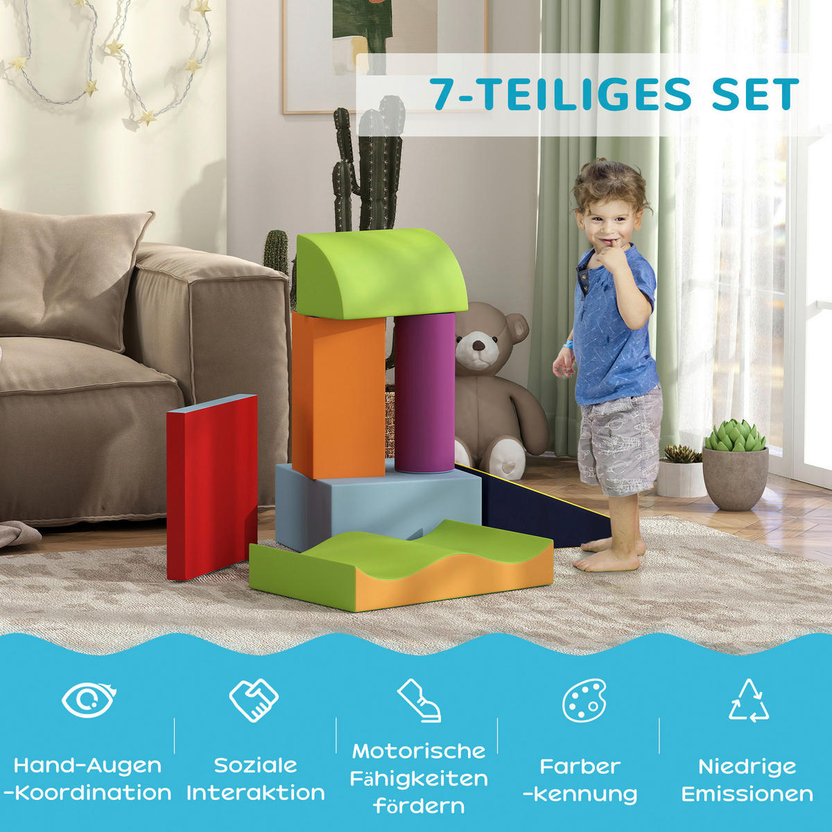 HOMCOM Softbausteine B/H/L: ca. 40x11x60 cm Softbausteine - multicolor (60,00/40,00/11,00cm) - HOMCOM