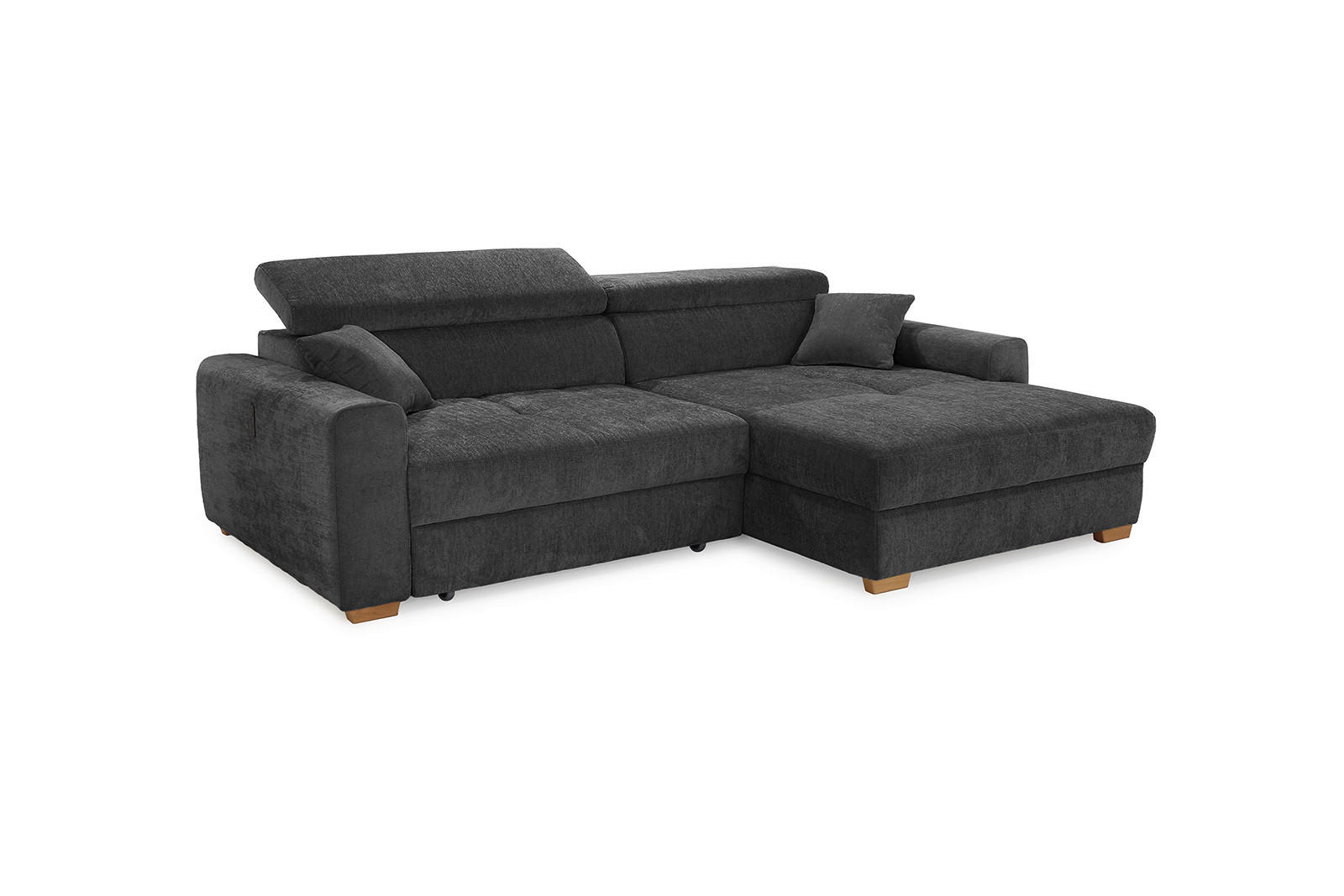 Ecksofa dunkelgrau Flachgewebe B/H/T: ca. 277x109x187 cm Slider_Ecksofa - Eiche/dunkelgrau (277,00/109,00/187,00cm)