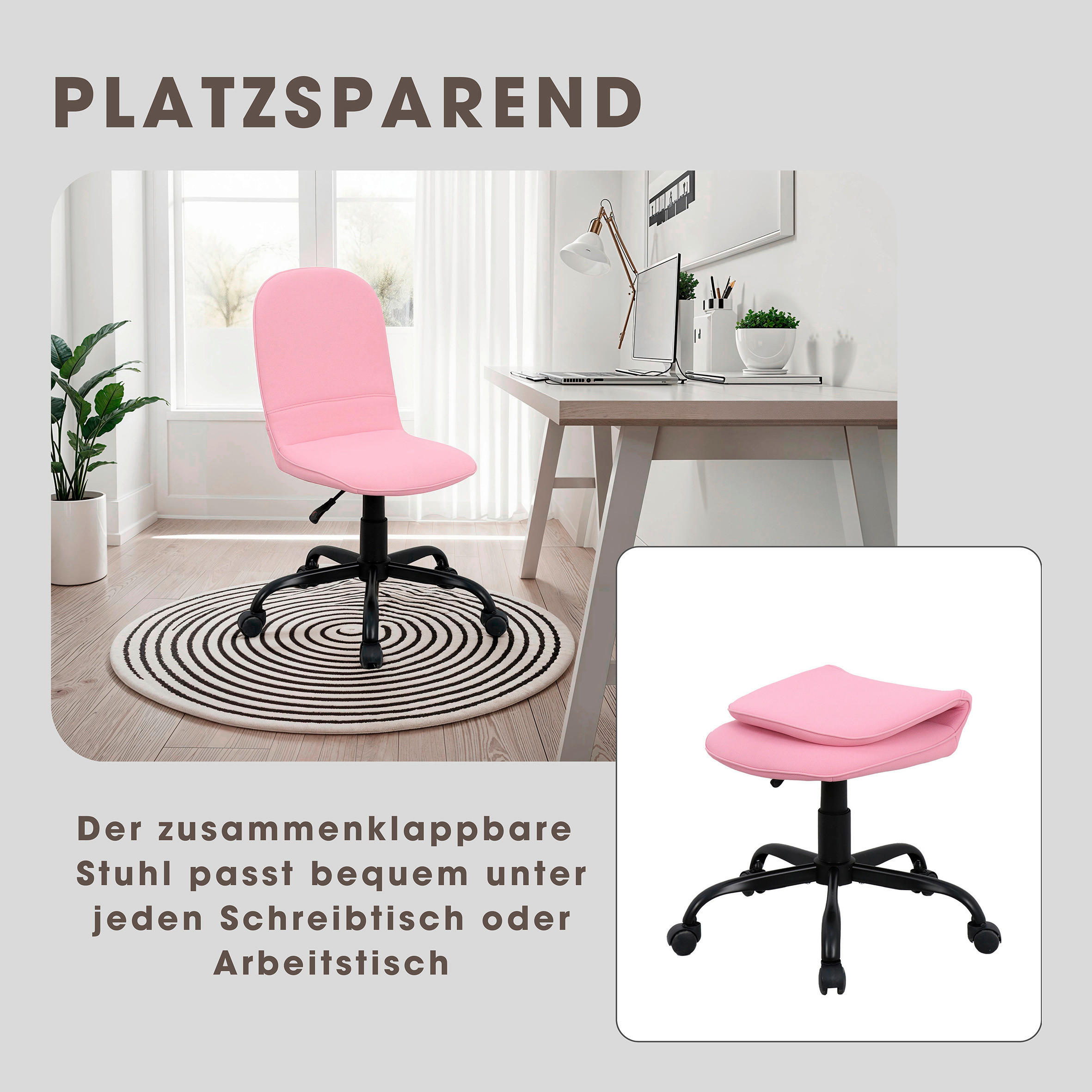 Drehstuhl TROLLY schwarz pink Metall Stoff TROLLY - pink/schwarz (42,00/95,00/54,00cm) - byLIVING