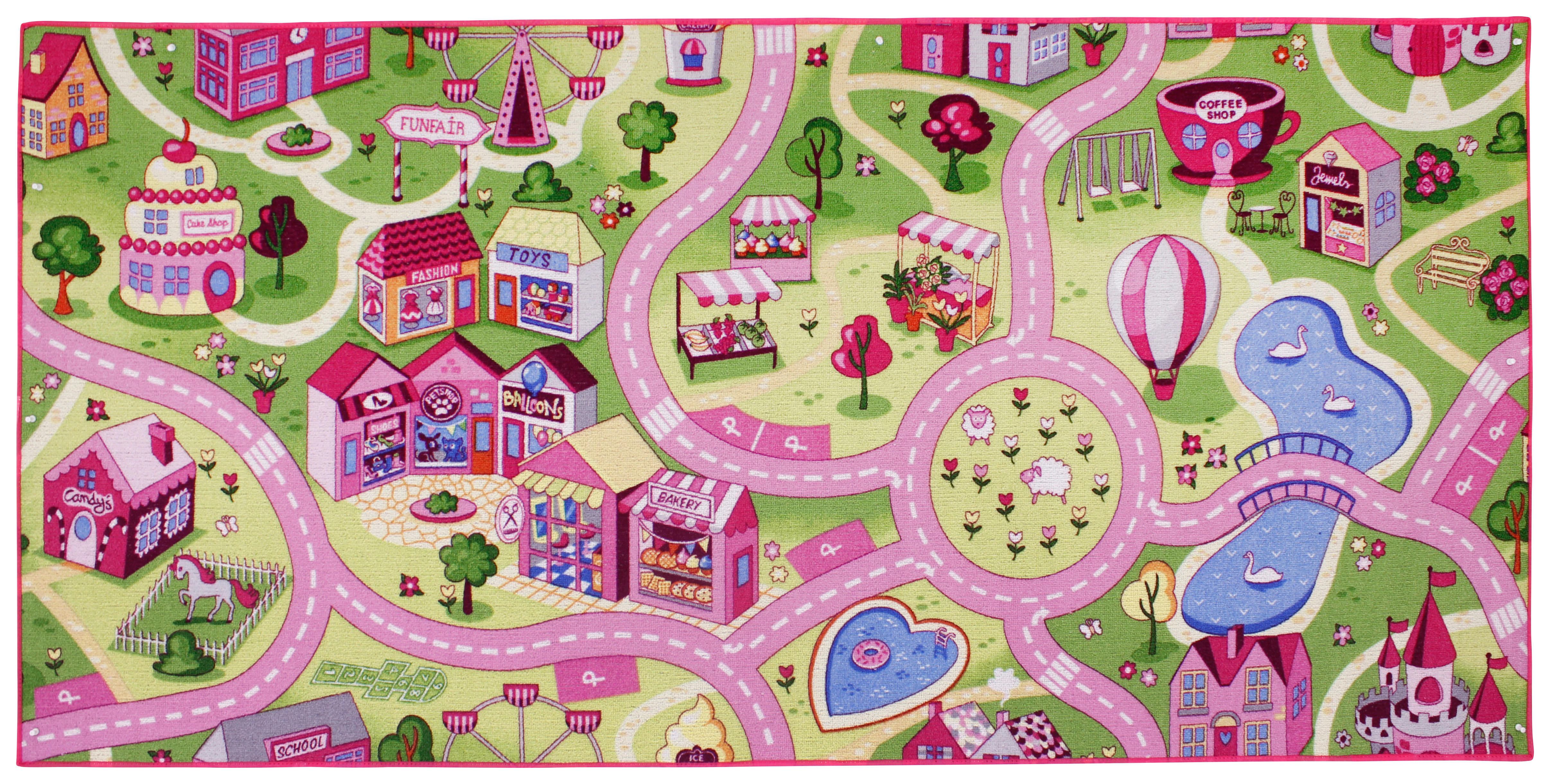 Kinderteppich Sweet Town pink B/L: ca. 95x200 cm