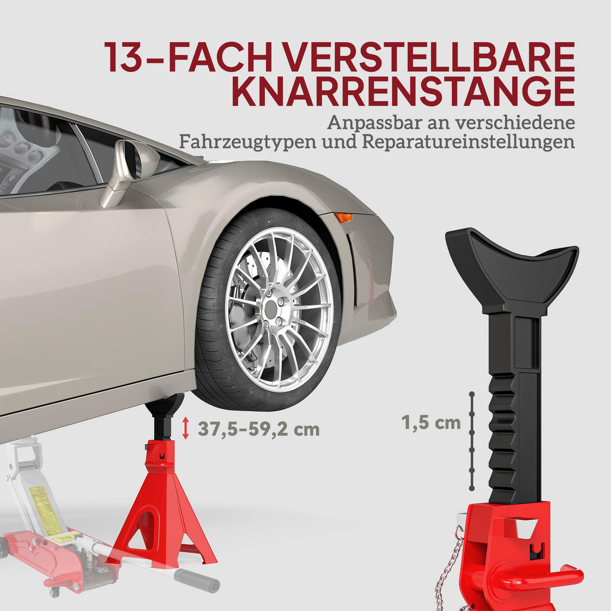 HOMCOM Unterstellbock B/H/L: ca. 23x37,5x26 cm Unterstellbock - rot (26,00/23,00/37,50cm) - HOMCOM