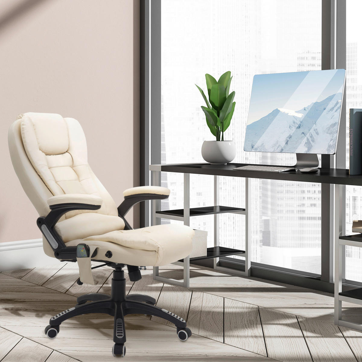 Chefsessel A2-0057 beige PVC Kunstleder A2-0057 - beige (62,00/111,00/68,00cm) - HOMCOM