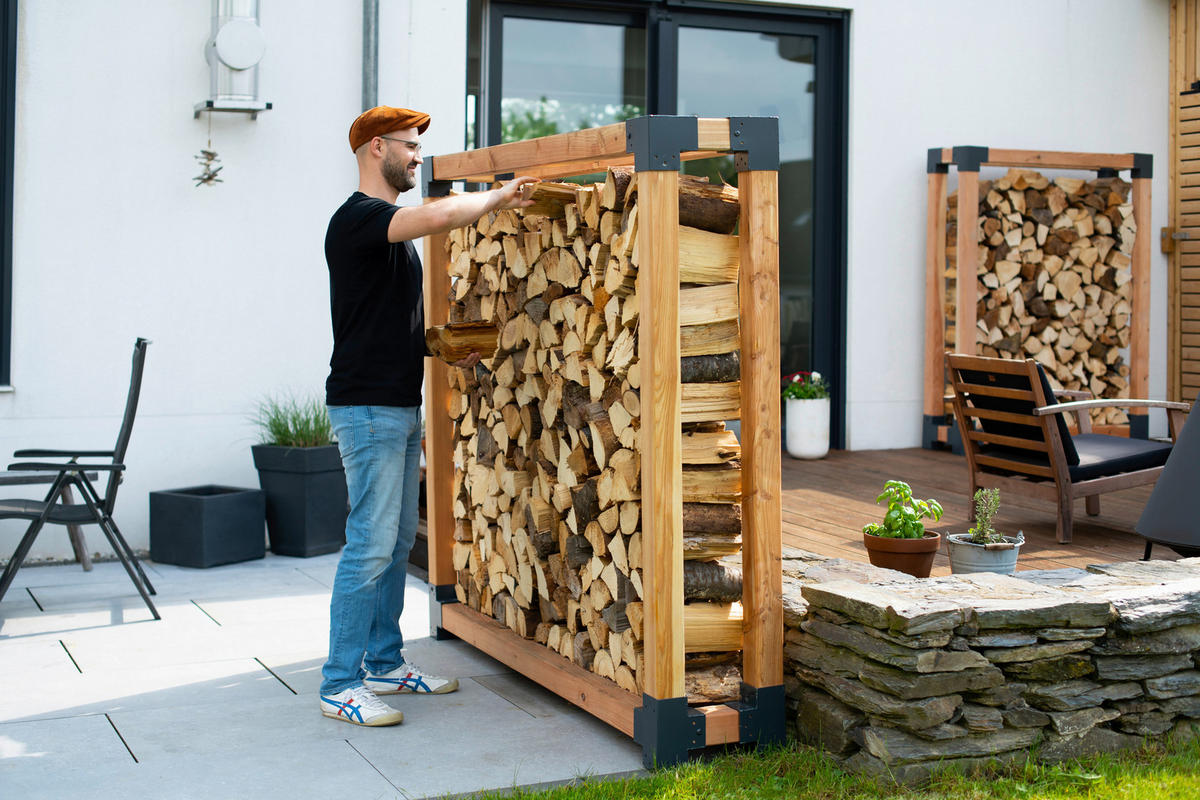 Westmann Kaminholzregal Michel natur B/H/L: ca. 40x180x198 cm Michel - natur (198,00/40,00/180,00cm) - Westmann