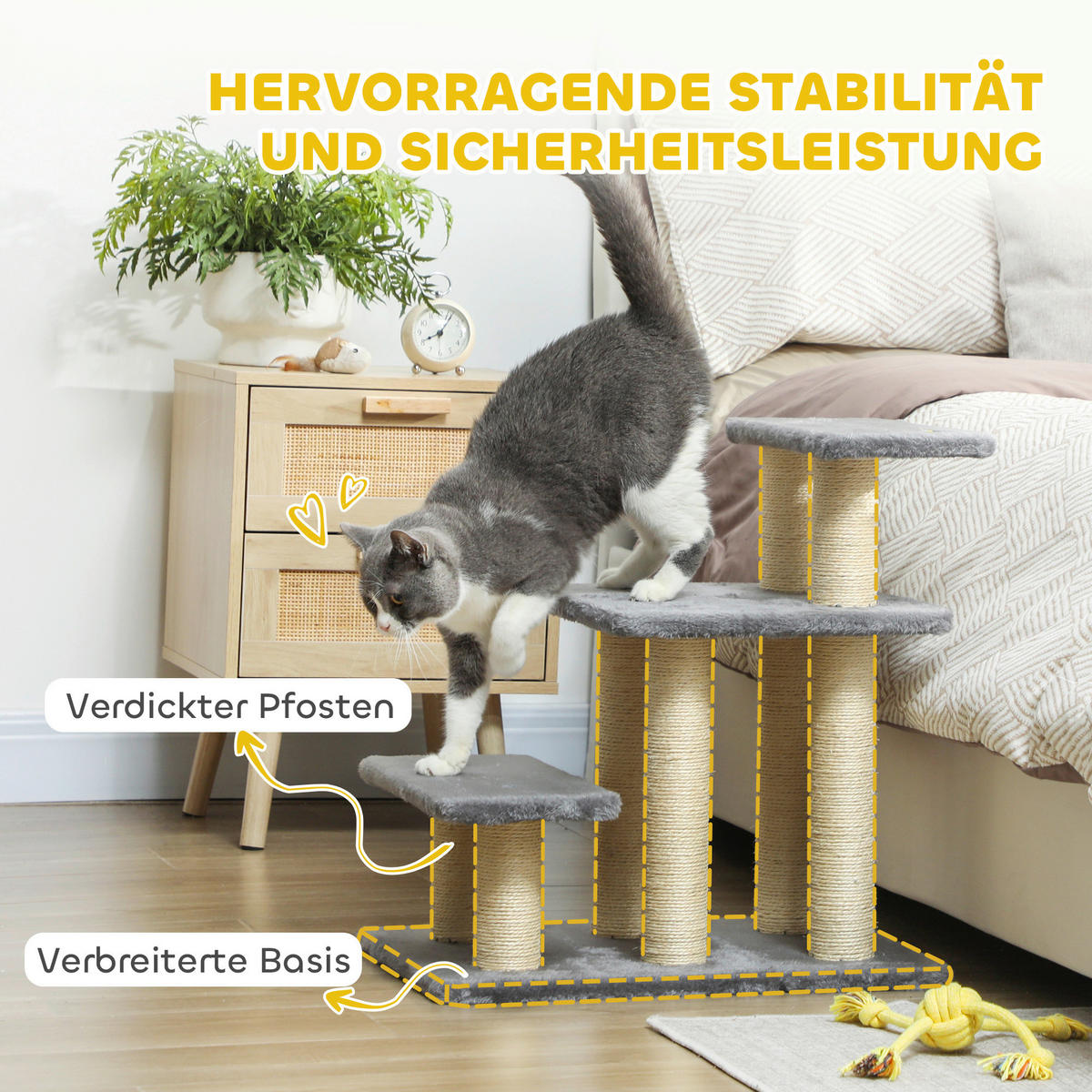 PawHut Hundetreppe Hundetreppe - grau (52,00/34,50/54,00cm) - PawHut