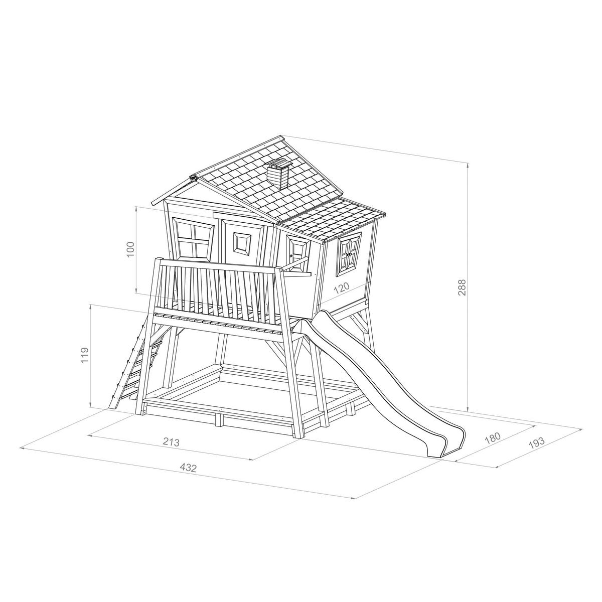 AXI Spielhaus Max braun B/H/L: ca. 432x288x193 cm Max - braun/weiß (193,00/432,00/288,00cm) - AXI