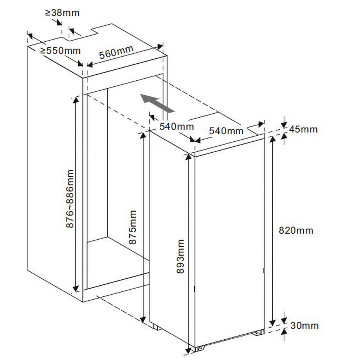 Mican Einbaukühlschrank EKHTTMG4SSE weiß B/H/T: ca. 54x89x54 cm EKHTTMG4SSE - weiß (54,00/89,00/54,00cm) - Mican