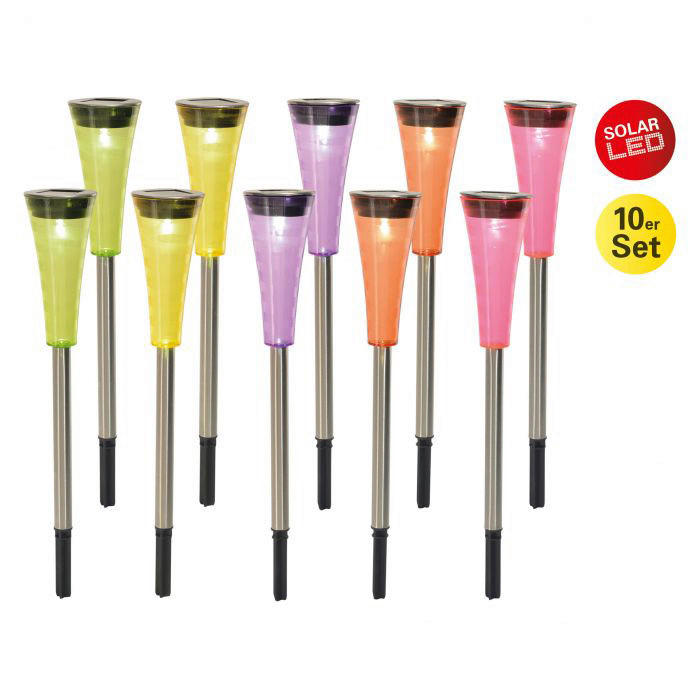 LED Solar-Erdspieß 10er-Set NV4180702 multicolor Edelstahl Kunststoff B/H/T: ca. 4x25x4 cm Multi - multicolor (4,00/25,00/4,00cm) - Näve Leuchten
