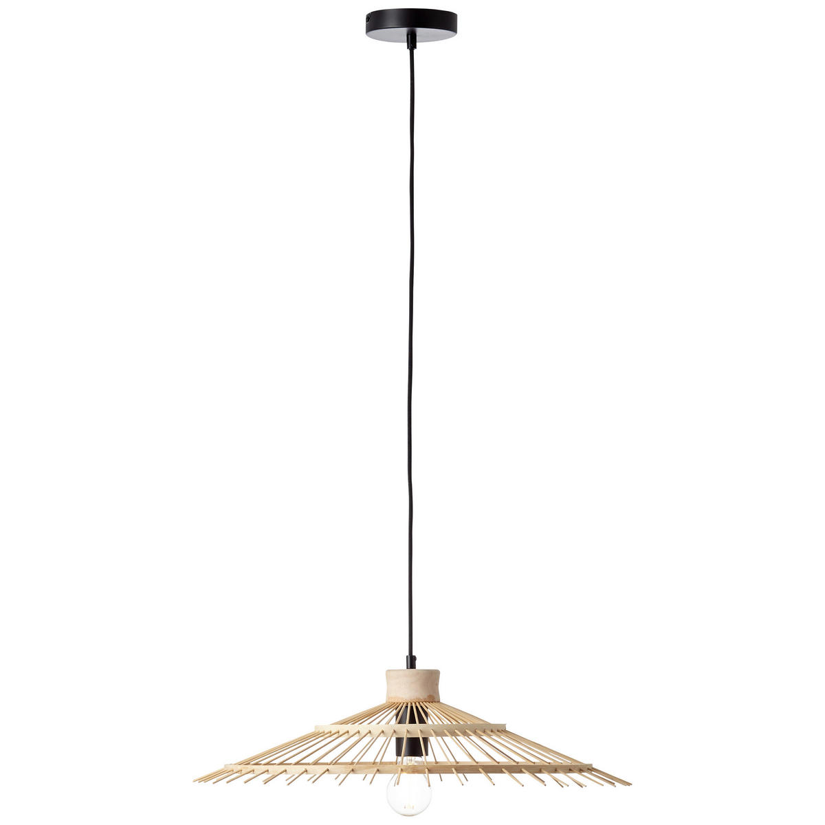 Brilliant Pendelleuchte Pirae 99248/76 schwarz natur Metall Bambus H/D: ca. 100x57,5 cm E27 1 Brennstellen Pirae - natur/schwarz (57,50/100,00cm) - Brilliant