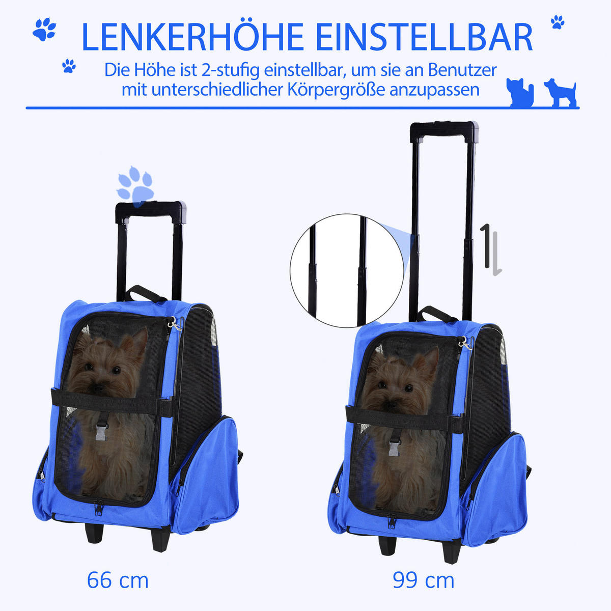 PawHut Hunde-Zubehör schwarz Edelstahl B/H/L: ca. 25x42x55 cm Tragetasche - blau/schwarz (55,00/25,00/42,00cm) - PawHut