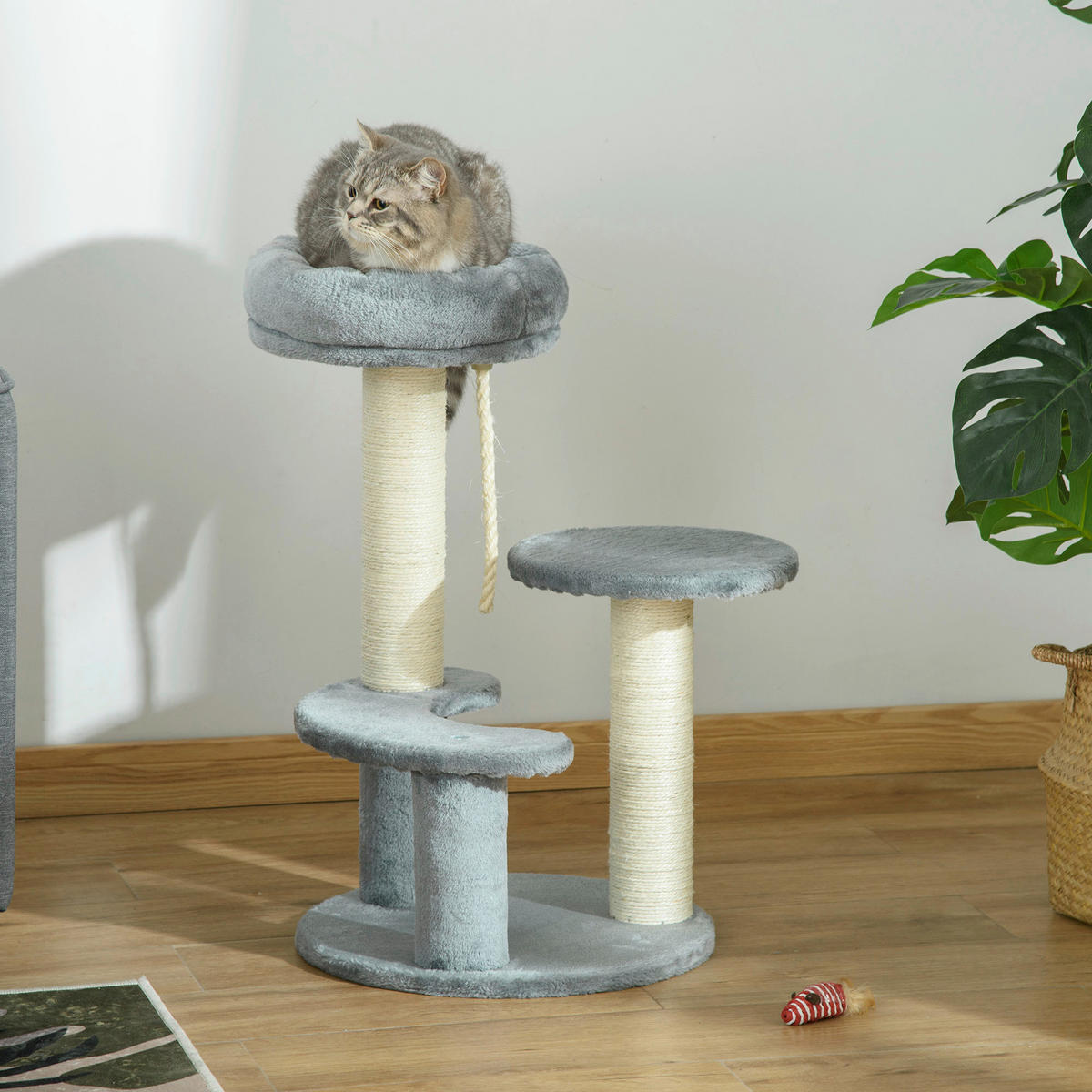 PawHut Katzen-Zubehör grau Polypropylen B/H/L: ca. 40x40x65 cm Katzenbaum - grau (65,00/40,00/40,00cm) - PawHut