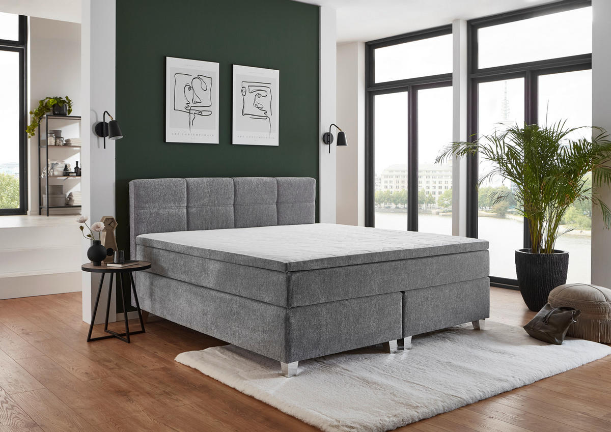 Boxspringbett Montreal silber Liegefläche B/L: ca. 180x200 cm Montreal - silber (180,00/110,00/213,00cm)