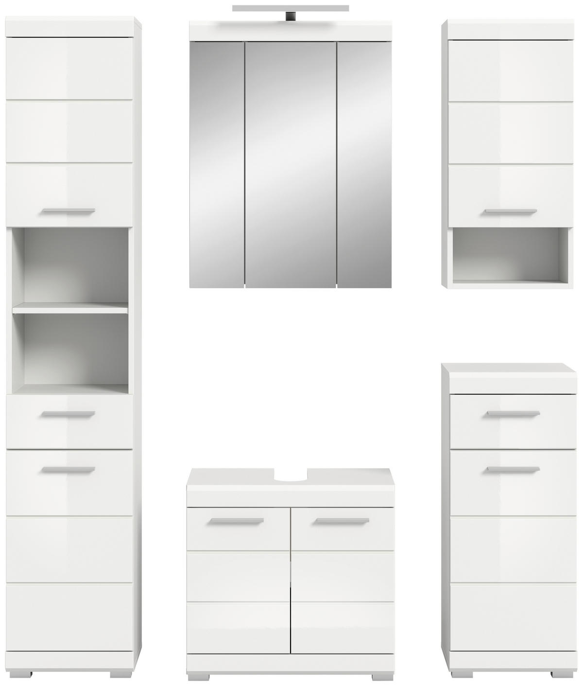 Badezimmer-Set Scout weiß weiß Hochglanz B/H/T: ca. 164x191x34 cm Scout - weiß (164,00/191,00/34,00cm) - xonox.home