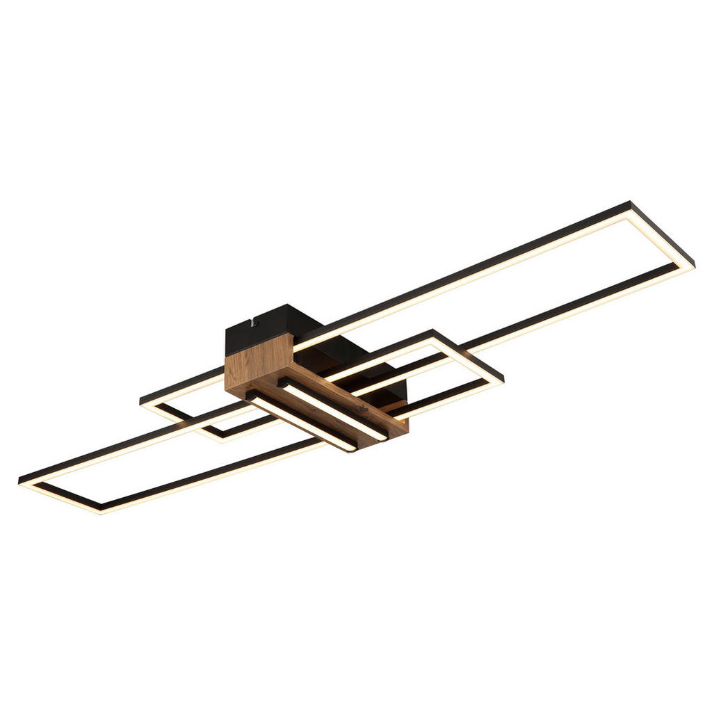 Thumbnail - GLOBO Deckenleuchte mattschwarz Opal Metall MDF B/H: ca. 100x9,7 cm 1 Brennstellen