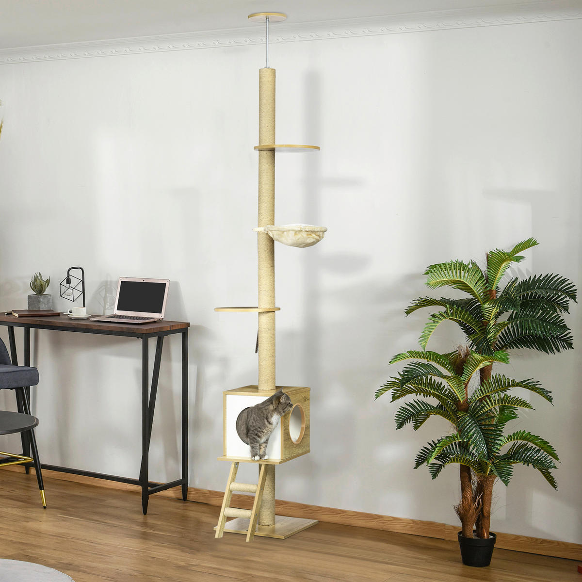 PawHut Kratzbaum braun Spanplatte B/H/L: ca. 40x40x260 cm Kratzbaum - braun (260,00/40,00/40,00cm) - PawHut