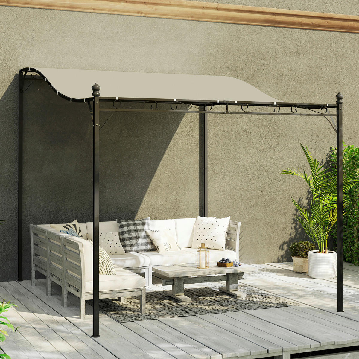 Outsunny Anbaupavillon cremeweiß Metall B/H/L: ca. 298x250x248 cm Anbaupavillon - cremeweiß (248,00/298,00/250,00cm) - Outsunny