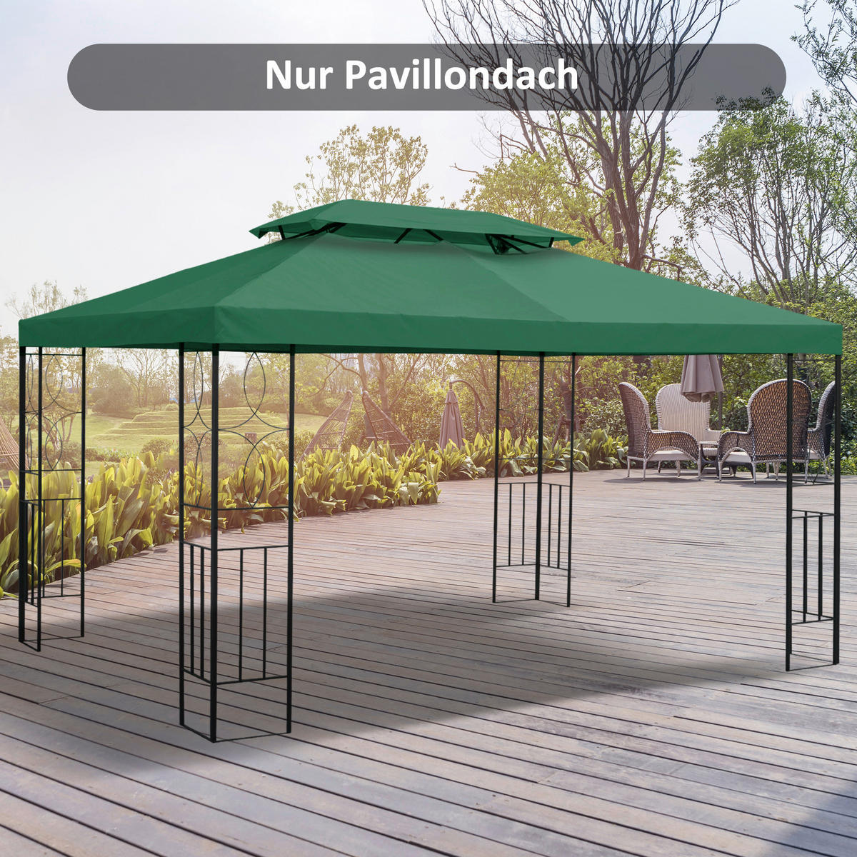Outsunny Ersatzdach für Pavillon Ersatzdach_für_Pavillon - grün (300,00/400,00/20,00cm) - Outsunny