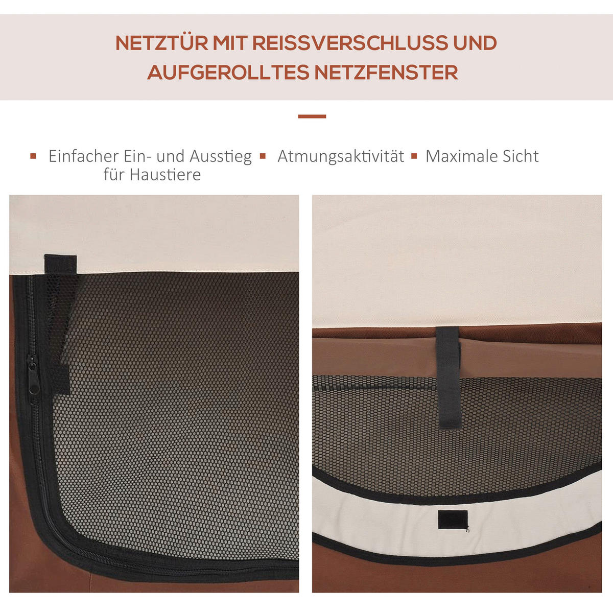 PawHut Hundetransportbox mokka braun Stoff B/H/L: ca. 46x51x61 cm Hundetransportbox - creme/mokka braun (61,00/46,00/51,00cm) - PawHut